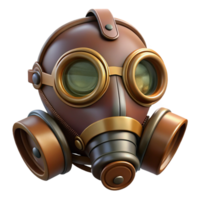 gorgeous timeless Steampunk gas mask with filters and a leather strap. NO BACKGROUND with Transparent Background. png