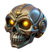 intense elegant Steampunk skull ring with intricate engravings and glowing eyes. NO BACKGROUND with Transparent Background. ultra HD png