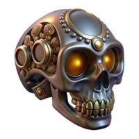 fascinating renaissance Steampunk skull ring with intricate engravings and glowing eyes. NO BACKGROUND with Transparent Background. 8K png