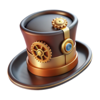 vibrant tranquil rustic Steampunk top hat fascinator with miniature gears and feathers. NO BACKGROUND with Transparent Background. artisan png