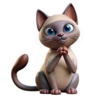 gorgeous dramatic bohemian A sleek Siamese cat, grooming its paw. NO BACKGROUND with Transparent Background. detailed png