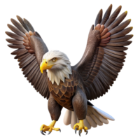 remarkable avant-garde A majestic bald eagle, wings spread, talons extended. NO BACKGROUND with Transparent Background. expertly shot png