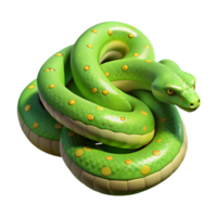 sumptuous minimalist A slithering green tree python, coiled. NO BACKGROUND with Transparent Background. premium png