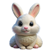 spectacular dynamic abstract A fluffy white rabbit, sitting, ears up. NO BACKGROUND with Transparent Background. original png