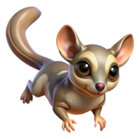 beautiful whimsical bohemian A sugar glider, gliding. NO BACKGROUND with Transparent Background. 4K png