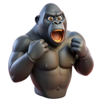 pristine melancholic rustic A gorilla, beating its chest. NO BACKGROUND with Transparent Background. high quality png