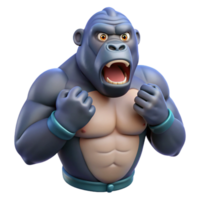 playful majestic A gorilla, beating its chest. NO BACKGROUND with Transparent Background. original png