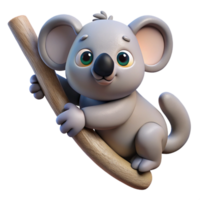 celebrated modern A koala, clinging to a tree branch. NO BACKGROUND with Transparent Background. refined png
