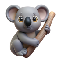 impressive memorable A koala, clinging to a tree branch. NO BACKGROUND with Transparent Background. png