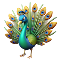 glorious unparalleled A peacock, displaying its tail feathers. NO BACKGROUND with Transparent Background. png