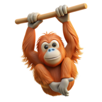 sumptuous standout An orangutan, hanging from a branch. NO BACKGROUND with Transparent Background. png