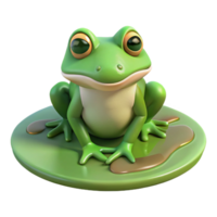 calm extraordinary A frog, sitting on a lily pad. NO BACKGROUND with Transparent Background. artisan png