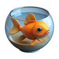 nostalgic spectacular A goldfish, swimming in a bowl. NO BACKGROUND with Transparent Background. gallery standard png