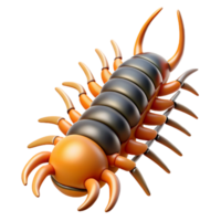 hypnotic reflective futuristic A centipede, many legs visible. NO BACKGROUND with Transparent Background. top-tier png