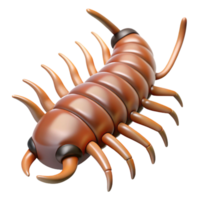 extraordinary peaceful mid-century A centipede, many legs visible. NO BACKGROUND with Transparent Background. artisan png