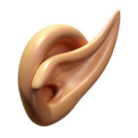 ethereal picturesque A single, pointed elf ear. NO BACKGROUND with Transparent Background. artisan png