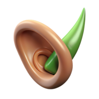 serene romantic artistic A single, pointed elf ear. NO BACKGROUND with Transparent Background. studio quality png