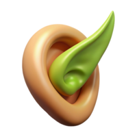 standout renaissance A single, pointed elf ear. NO BACKGROUND with Transparent Background. artisan png