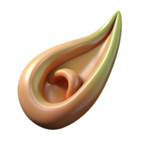 captivating peaceful modern A single, pointed elf ear. NO BACKGROUND with Transparent Background. high quality png