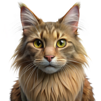 captivating joyful geometric A Maine cat, long fur, tufted ears. NO BACKGROUND with Transparent Background. exclusive png