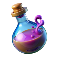 distinctive impressionist A magical potion bottle, filled with swirling, colorful liquid. NO BACKGROUND with Transparent Background. ultra HD png