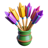 bold elegant A quiver full of arrows, fletched with vibrant feathers. NO BACKGROUND with Transparent Background. gallery standard png