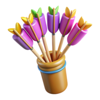 exquisite dramatic bohemian A quiver full of arrows, fletched with vibrant feathers. NO BACKGROUND with Transparent Background. fine detail png