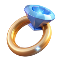 memorable futuristic A magical ring, set with a large, sparkling diamond. NO BACKGROUND with Transparent Background. authentic png