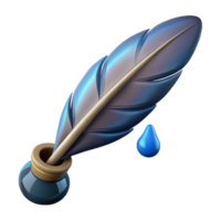 exemplary retro A stylized, feathered quill pen, dripping with ink. NO BACKGROUND with Transparent Background. luxury png