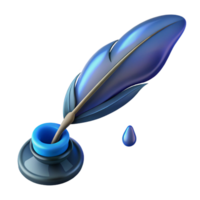 bold vibrant A stylized, feathered quill pen, dripping with ink. NO BACKGROUND with Transparent Background. artisan png