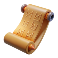 exquisite dynamic futuristic An open scroll, displaying a cryptic message written in runes. NO BACKGROUND with Transparent Background. authentic png