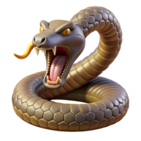 quintessential industrial A coiled viper, fangs bared, ready to strike. NO BACKGROUND with Transparent Background. expertly shot png