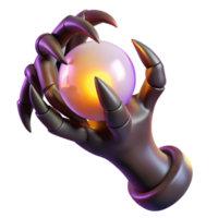 calm serene A stylized, demonic claw, clutching a glowing orb. NO BACKGROUND with Transparent Background. studio quality png