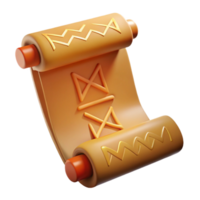 harmonious breathtaking An open scroll, displaying a cryptic message written in runes. NO BACKGROUND with Transparent Background. fine detail png