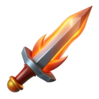 beautiful baroque A single, flaming sword, radiating intense heat. NO BACKGROUND with Transparent Background. luxury png