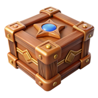 immaculate iconic A single, intricately carved wooden box, sealed with magic. NO BACKGROUND with Transparent Background. png