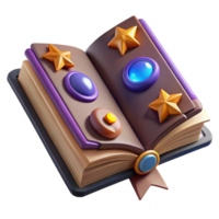 gorgeous notable A stylized, open grimoire, filled with arcane symbols. NO BACKGROUND with Transparent Background. png