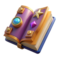 impressive exceptional A stylized, open grimoire, filled with arcane symbols. NO BACKGROUND with Transparent Background. png
