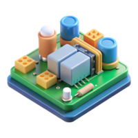 peaceful picturesque Circuit board with numerous components NO BACKGROUND with Transparent Background. original png