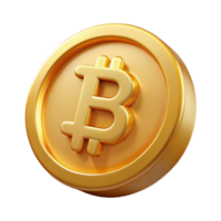 spectacular signature Bitcoin, physical coin, gold finish NO BACKGROUND with Transparent Background. png