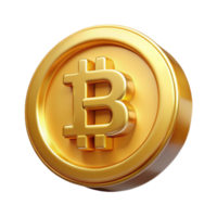 extraordinary distinguished Bitcoin, physical coin, gold finish NO BACKGROUND with Transparent Background. png