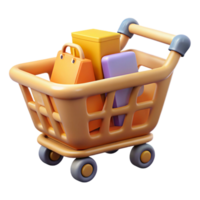 exceptional rustic E-commerce shopping cart icon, full of items NO BACKGROUND with Transparent Background. perfect clarity png