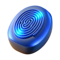 nostalgic gorgeous Biometric fingerprint scanner, glowing blue light NO BACKGROUND with Transparent Background. luxury png