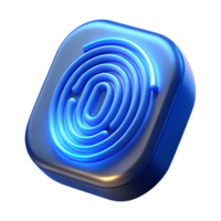 playful elegant Biometric fingerprint scanner, glowing blue light NO BACKGROUND with Transparent Background. professional png
