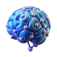 whimsical glorious Artificial intelligence brain, glowing connections NO BACKGROUND with Transparent Background. flawless png
