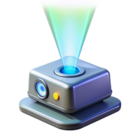 reflective sumptuous Hologram projector emitting a beam of light NO BACKGROUND with Transparent Background. sharp png