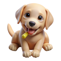 captivating iconic A playful Labrador Retriever puppy, chewing a bone, NO BACKGROUND with Transparent Background. png