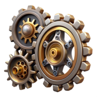 energetic hypnotic Steampunk gear set with various sizes and intricate tooth patterns. NO BACKGROUND with Transparent Background. detailed png