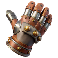 energetic fascinating Steampunk glove with articulated metal fingers and leather gauntlets. NO BACKGROUND with Transparent Background. luxury png