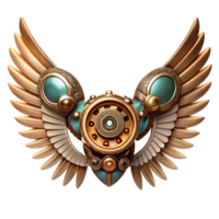 extraordinary playful traditional Steampunk wings made of intricate clockwork mechanisms and feathered accents. NO BACKGROUND with Transparent Background. genuine png